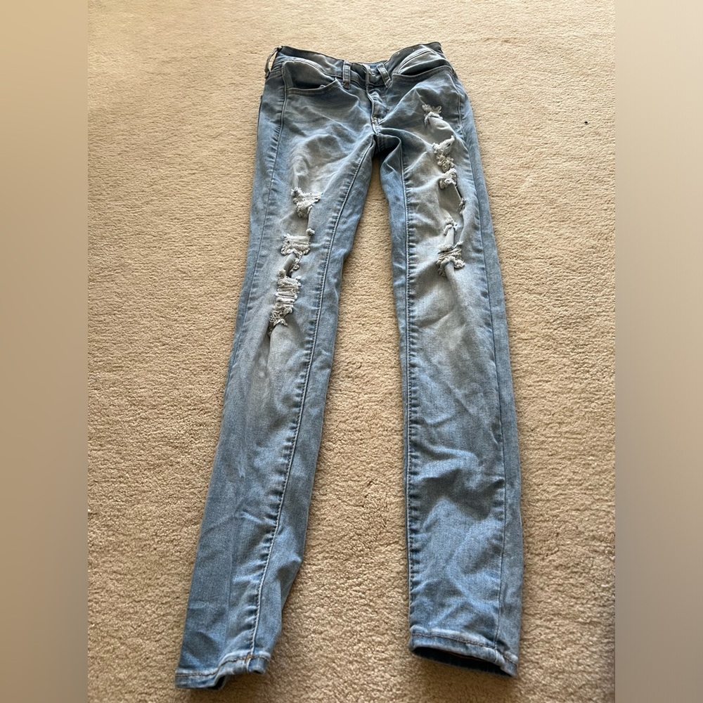 low rise distressed jeans 0/24 womens
